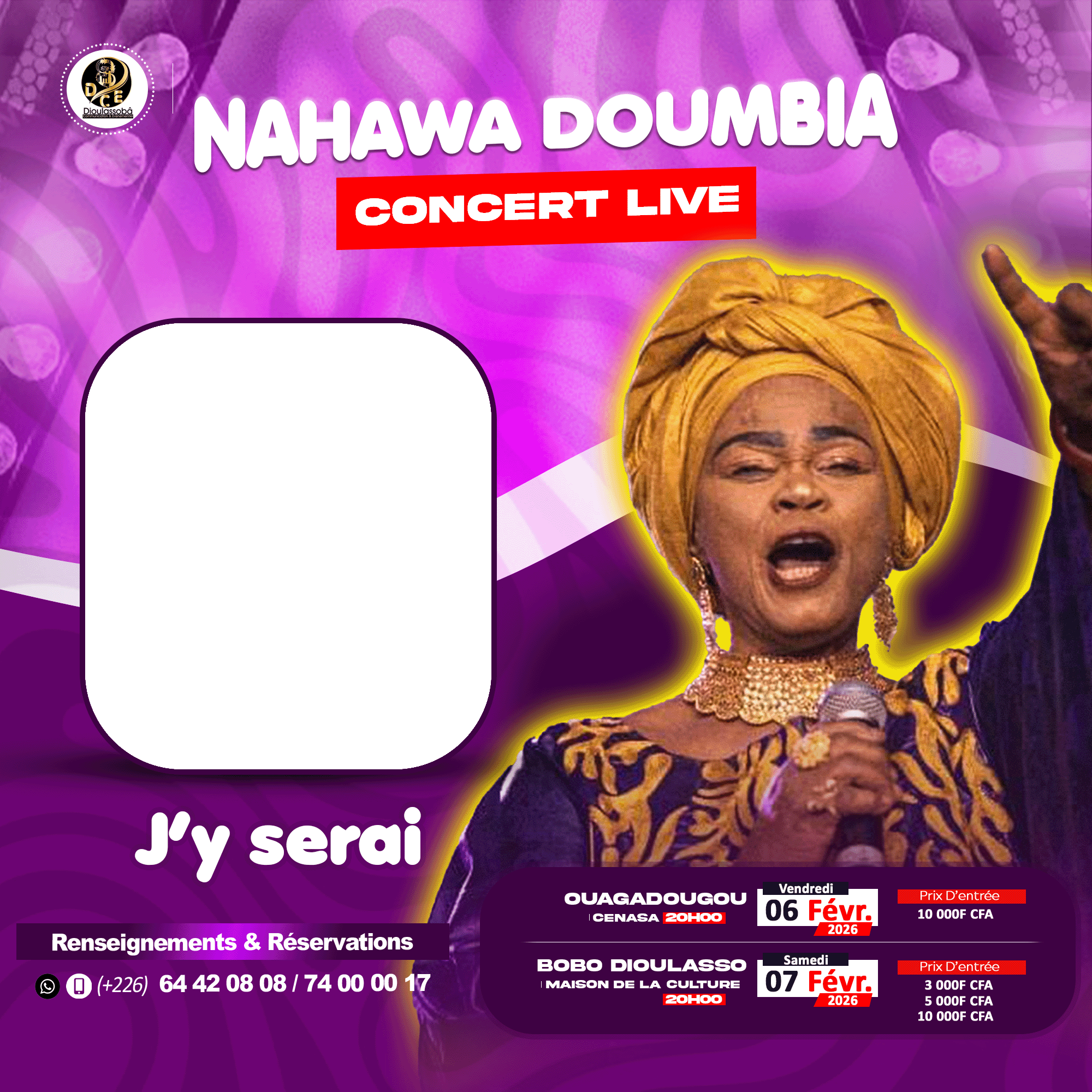 Concert Live Nahawa Doumbia — visuel J'y serai